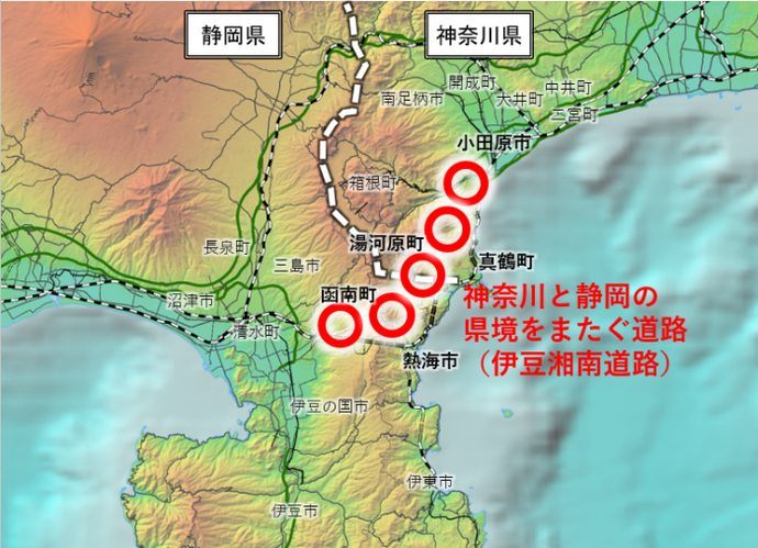 伊豆湘南道路の位置図