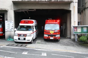 写真：消防車と救急車