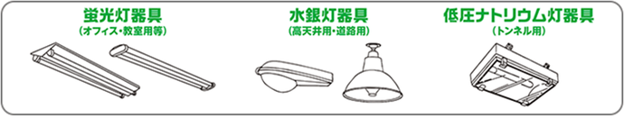PCB安定器を使用している可能性のある照明器具の例