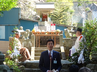 写真　明水神社春季例大祭　市長挨拶