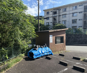 和田山団地駐車場土のうストックヤード設置箇所の写真